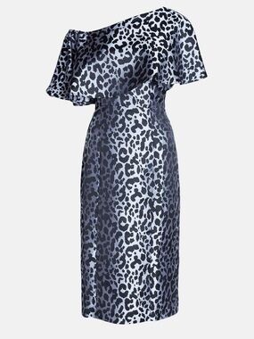 Leopard Print One Shoulder Midi Dress